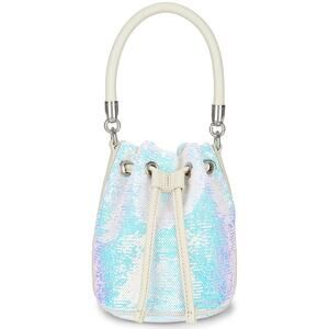Marc Jacobs The Sequin Mini Bucket Bag in Iridescent White Leather Trim
